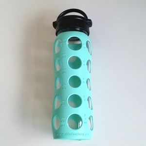 Aqua Life Factory Glass Water Bottle w/ Lid & Silicone Sleeve 20oz BPA Free